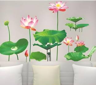 Aquire 40 cm 3D Flower Wallpaper Sticker Lotus Flower Floral Wall Sticker Self Adhesive Sticker