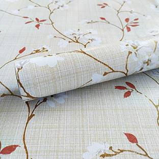 Wollzo 500 cm Red Leafy Look Removable Sticker