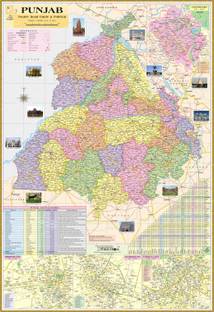 EarthScale 40 inch Punjab Map Size: 40"x28" inch With Facts, Area, Population, Density Etc Reusable Sticker
