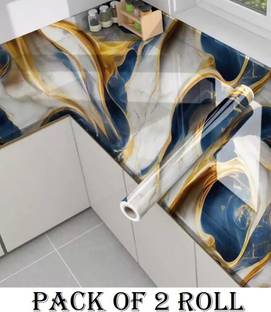 WDIZE 400 cm Self Adhesive Shining Marble Foil Waterproof Sticker 2 Roll For Kitchen Self Adhesive Sticker
