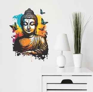 Ajay craft 70 cm Colorful buddha home decorative design Self Adhesive Sticker