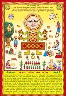 POSTERX 42 cm Karwa Chauth Vrat Puja Poster | Moon Sighting Decor for Home Self Adhesive Sticker