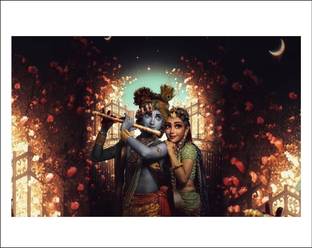 Sahaj Décor 80 cm Radhe krishna wallpaper hd wallpaper wall sticker hall sticker home decorator god pictures home wall sticker size [ 80x50 cm ] Self Adhesive Sticker
