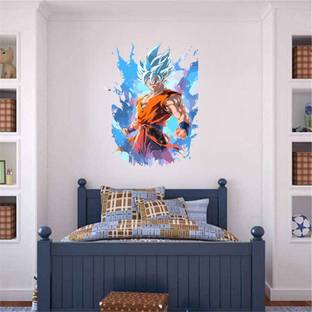 WallWonders 41 cm Artistic Impression " Goku " Multi color Vinly Wall Stickers Size 41X59 Self Adhesive Sticker