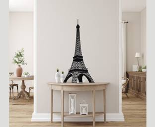 Design Decor 76.2 cm Eiffel tower Wall Sticker For Home restaurant Cafe Size 77x39_cm Self Adhesive Sticker
