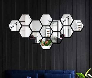 Chote Mote Seller 12 cm 13 Hexagon Silver acrylic sticker Self Adhesive Sticker