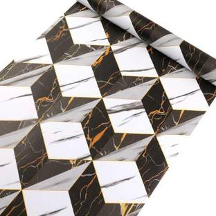 Flipkart SmartBuy 200 cm Black and White Marble Tiles Wallpaper (200CM X45CM) Self Adhesive Sticker