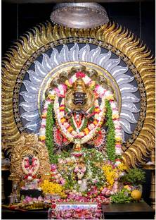 Wall gallery 48 cm Mayapur Iskcon Narasimha Poster| Lord Narasimha idol puja room 13X19INC Self Adhesive Sticker