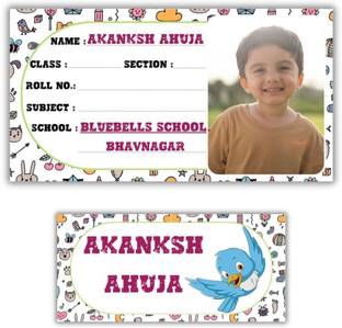 AanyaCentric 10 cm Notebook Name Slip(9.7cm x 5.2cm) and Name Tags(7cm x 3.3cm) Self Adhesive Sticker