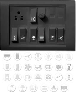 DGSL 1.5 inch Aesthetic Transparent Silver Design Switch Icon Stickers For Switch Board Self Adhesive Sticker