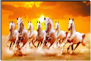 saf 45.72 cm 7 Running horses Vastu UV textured self adeshive modern art MDF painting sticker Self Adhesive Sticker