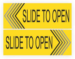 GOODPRINTZONE 20.32 cm Slide to Open Door Sticker Size 3"X 8" inch Waterproof Pack of 4.pcs Self Adhesive Sticker