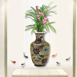 JAAMSO ROYALS 90 cm Retro Vase New Style Vinyl Decorative Wall sticker (90 CM X 60 CM) Self Adhesive Sticker