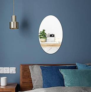 Wazoba 10 inch Oval Shape Adhesive Mirror Sticker for Wall on Tiles Bathroom Living Room -1 Self Adhesive Sticker