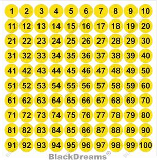 BlackDreams 2.5 cm Round 500 Piece 1 to 100 Number Label for Organizing, Numbering, Project, School Self Adhesive Sticker