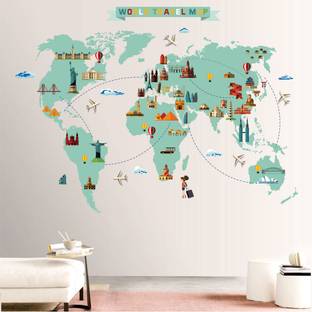 Wallsticks THE WALL DECOR World Travel Map - Trip- Adventure - Office -Wall Decals WS 192A