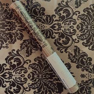 NuWallpaper 500 cm European Classic Black Brown Damask Embossed Wallpaper Roll for Living Room Self Adhesive Sticker