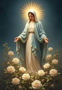 udhaya 50 cm Mother Marry Wall Sticker Self Adhesive Sticker