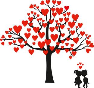 god & god's 27 cm Beautiful LOVE HEART Tree Self Adhesive Sticker