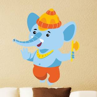 GraphicsDecor 57 cm Ganesh Bhagwan Wall Sticker (49*57 cm) Self Adhesive Sticker
