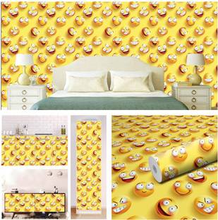 Bnezz 300 cm wallpaper for wall Emoji wall stickers in home decor wallpaper for bedroom Self Adhesive Sticker