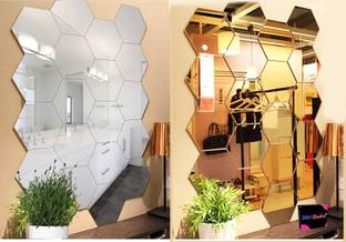Mirror Sticker 12 cm Hexagon 20 Silver 20 Golden 3D Mirror Stickers Wall Stickers Acrylic Stickers Self Adhesive Sticker
