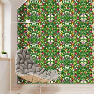 Indian Royals 90 cm Geen Floral Garden WallSticker (60 CM x 90 CM) Self Adhesive Sticker