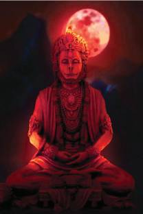 Wall gallery 45.72 cm Shree Hanuman meditation poster for office, home, temple glowing sticker18x12Inc Self Adhesive Sticker
