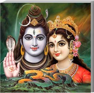 Ordershock 8 inch Lord Shiva Parvati Photo Sunboard Home Décor Wall Art Office Room 8x8 Inch Self Adhesive Sticker