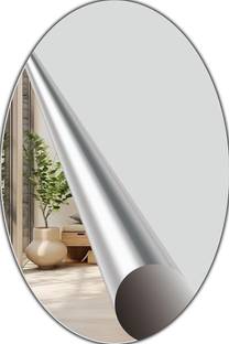 KANAKADHARA 20 cm Oval Shape Adhesive Mirror Sticker for Wall, Tiles Bedroom, Living Room Mirror Self Adhesive Sticker