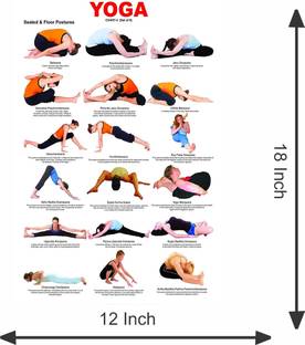 surmul 45.72 cm Multicolor Yoga Chart Wall Sticker For Home Décor, Living Room 18x12 Inch Self Adhesive Sticker