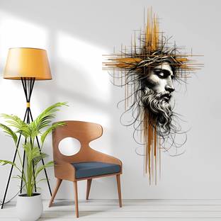 WallBiirds 60 cm Jesus asthetic wall sticker Self Adhesive Sticker