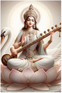 surmul 18 inch Maa Saraswati Wall Sticker For House, Home 12x18 Inches Self Adhesive Sticker