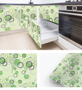 rawpockets 500 cm Trees With Decorative Botanical Green And White Circle Self Adhesive Sticker