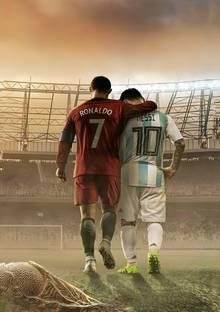 Dumdic 30 cm Lionel Messi No.10 & Cristiano Ronaldo No.7 Walk A4 Strong Self Adhesive Sticker