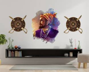 Archi Graphics Studio 48 cm Worrior Veer Chatrapati Shivaji wear Taj with Victory Position ( PVC Vinyl ) Self Adhesive Sticker