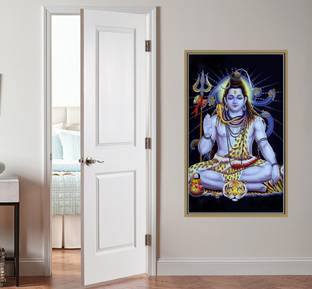 GLOBAL GRAPHICS 56 cm decorative wallpaper/poster of maditating shiva (pvc vinyl multicolor wall sticker) Self Adhesive Sticker
