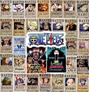 maddlycarfted 3 inch One Piece Wanted Posters Vinyl Stickers For Laptops, Doors, Wall, Window, Etc Self Adhesive Sticker