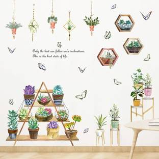 Indian Royals 90 cm Hanging Green Plants Shop WallSticker ( 60cm*90cm ) Self Adhesive Sticker