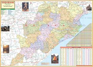 ODISHA MAP size : 100x70 centimeter With Fact & Figure District Area, Population, Density, Sex Ratio, Literacy, Distance Between Major Cities, Etc. Updated : Oct 2020 Paper Print