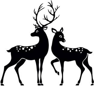 CreativeNdecore 23 inch hiran wall sticker of couple dubbing dubbing Self Adhesive Sticker