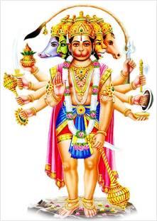 Starxdecals 30 cm Panchmukhi hanuman wall sticker - Hanuman wall sticker - Lord hanuman Self Adhesive Sticker