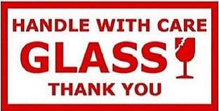 BlackDreams 10.16 cm Fragile Glass Handle with Care Logo Sticker/Labels (4x2.5 inch (100 Stickers) Self Adhesive Sticker