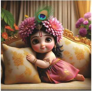Baby Radha Ji God Wall Poster For Office,Bedroom,Living Room (Size -45 Cm X 45 cm) Vinyl
