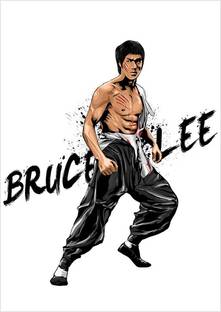 Eltass 30 cm Bruce lee wall sticker - bruce lee wall sticker for living room Self Adhesive Sticker