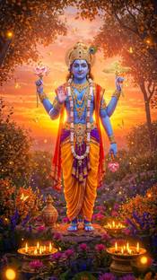 swaroopa 16.5 inch vishnu bhagwaan shri hari A3 size non tearable sticker Self Adhesive Sticker