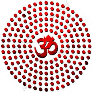 Bikri Kendra 14 cm Om with 100 dots red Acrylic 3D Wall Sticker (Redwithdots) Self Adhesive Sticker