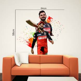 SAI DESIGNS 64 cm Virat kohli RCB wall sticker(64x58) Self Adhesive Sticker