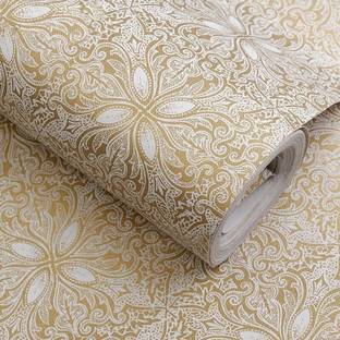 FOKRIM 300 cm Vintage Gold Floral 45x300 Self Adhesive Sticker