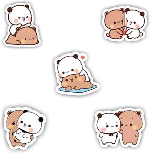 STICK STORE 2.8 inch Bear Panda Stickers, Cute Kawaii Cartoon Vinyl Decals for Laptops, Water Bottles Self Adhesive Sticker